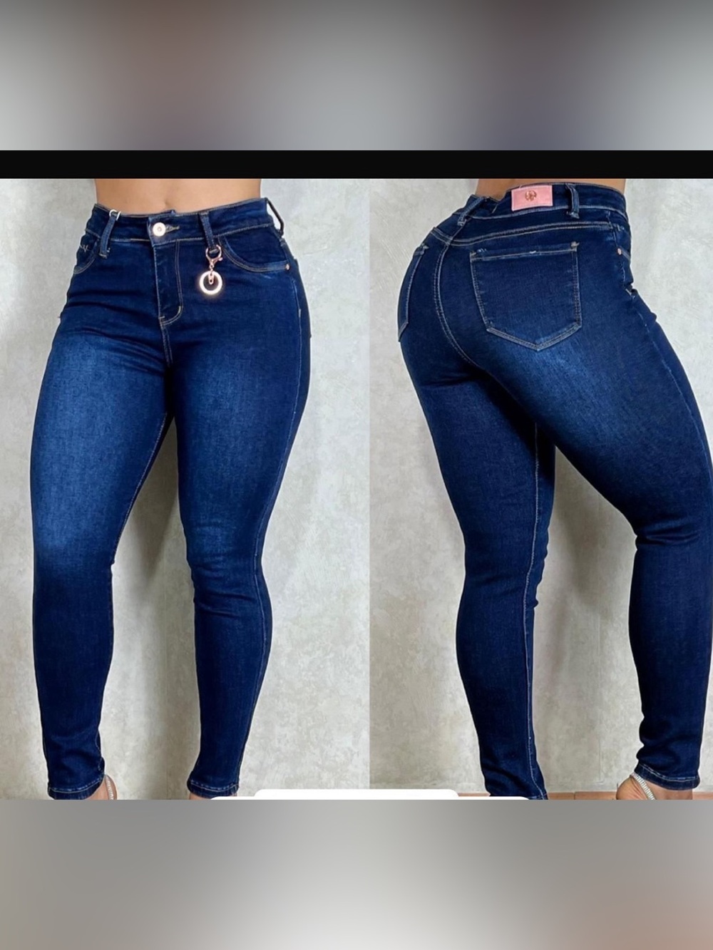 High-Rise Dark Blue Skinny Jeans for Women